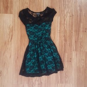 Green and Black Lace Dress